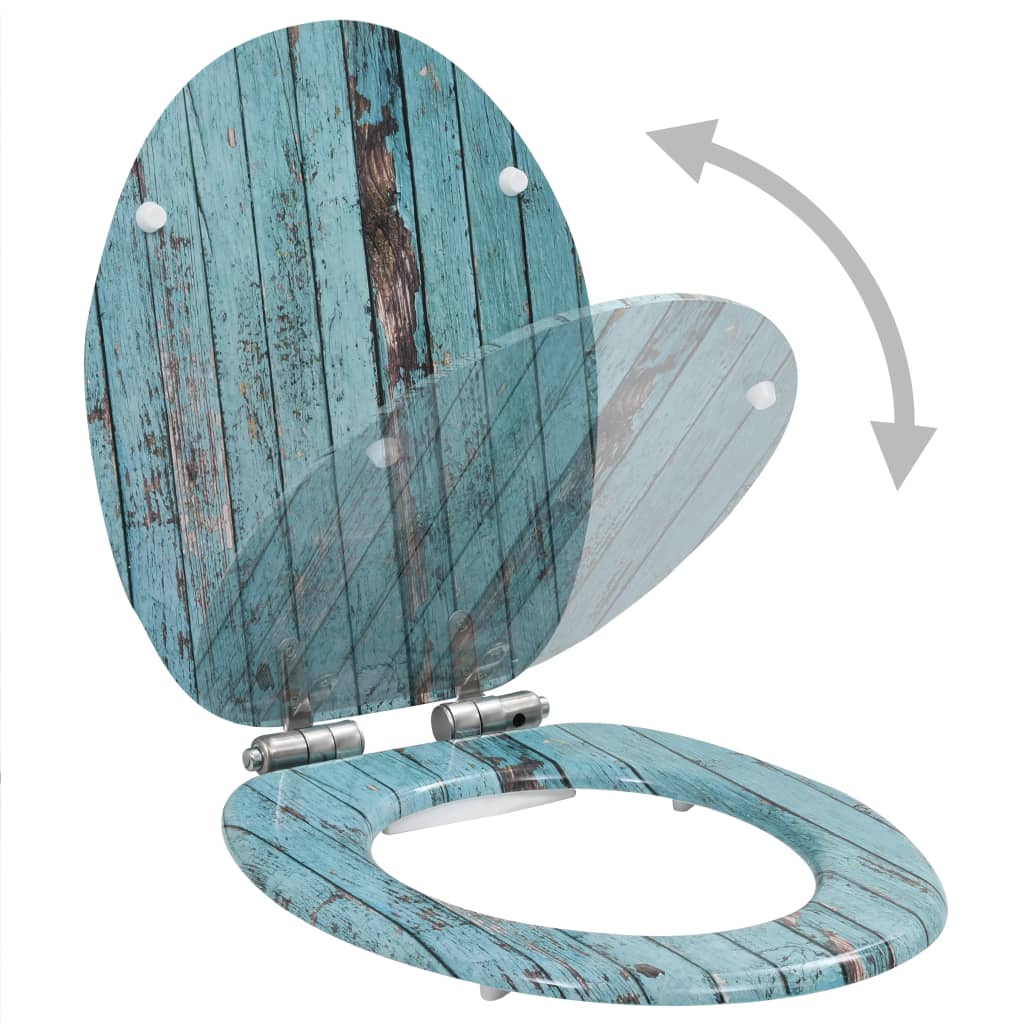 Toilet seat with soft-close lid MDF reclaimed wood design