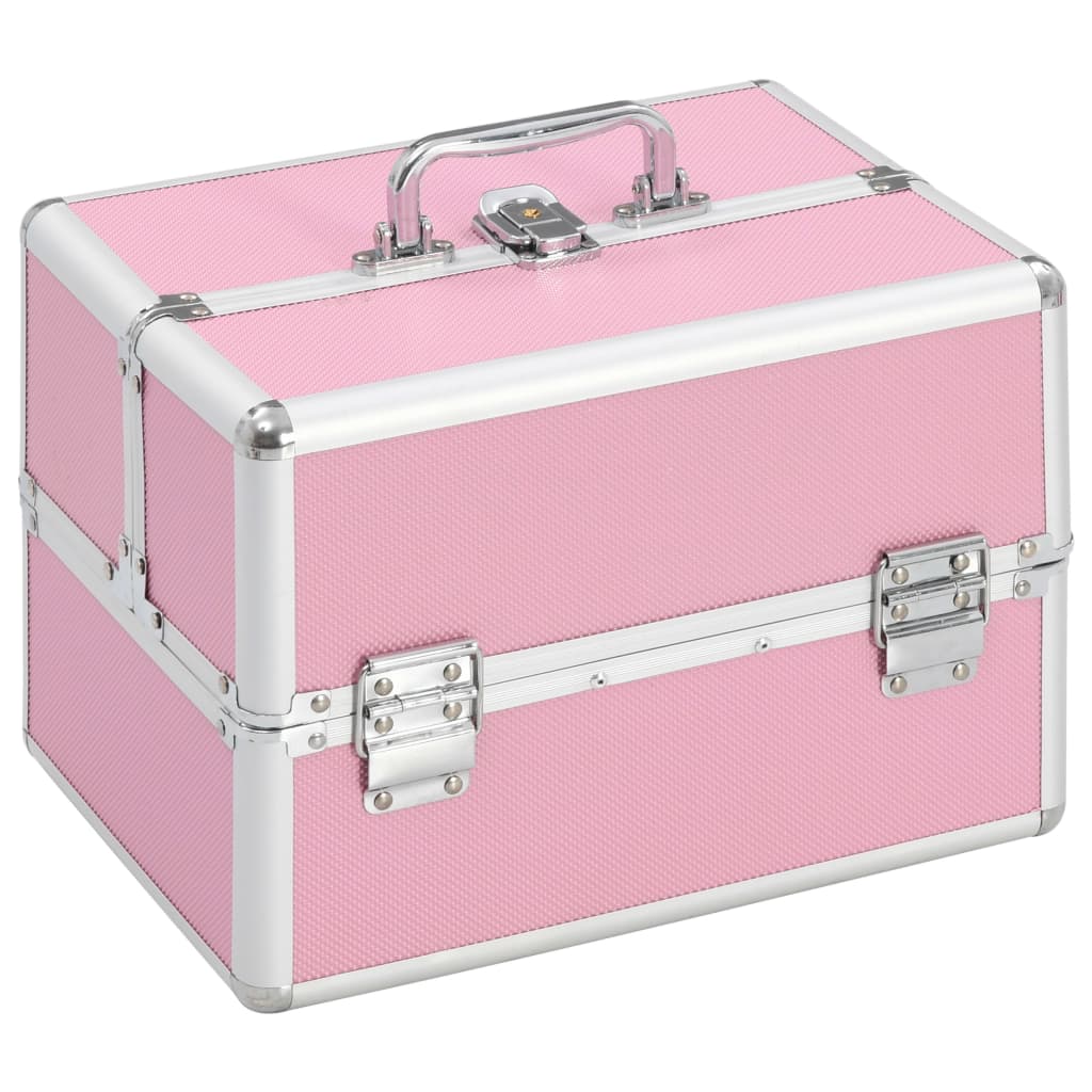 Cosmetic case 22x30x21 cm pink aluminum