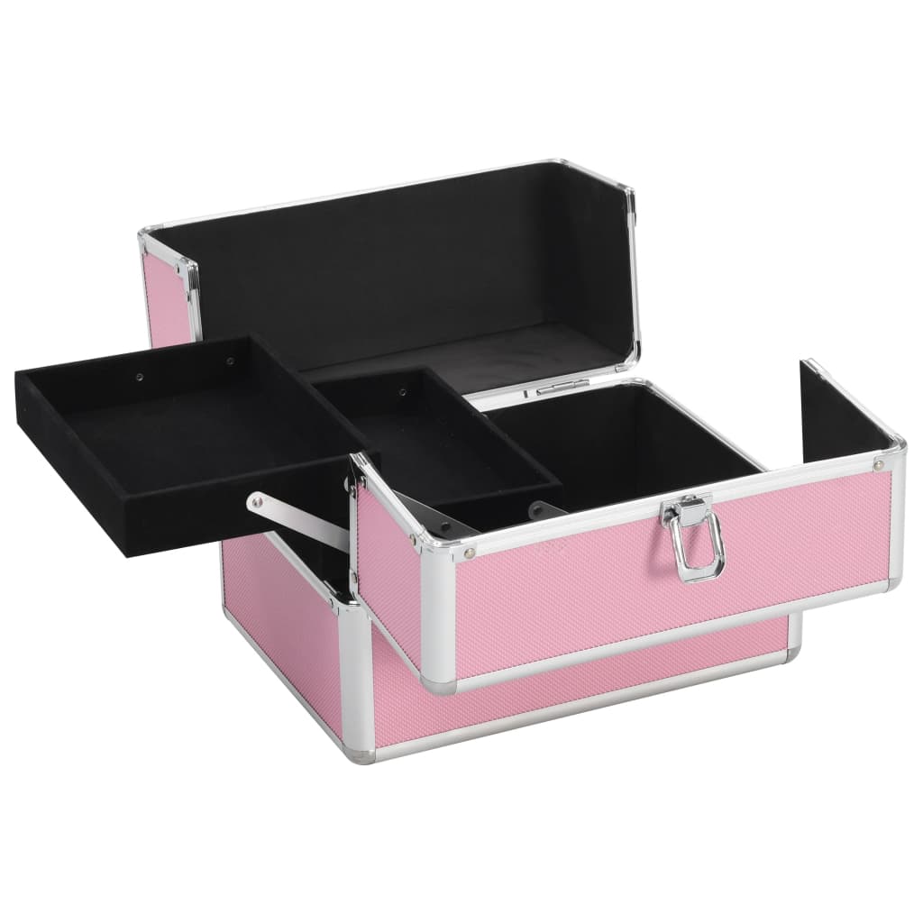 Cosmetic case 22x30x21 cm pink aluminum