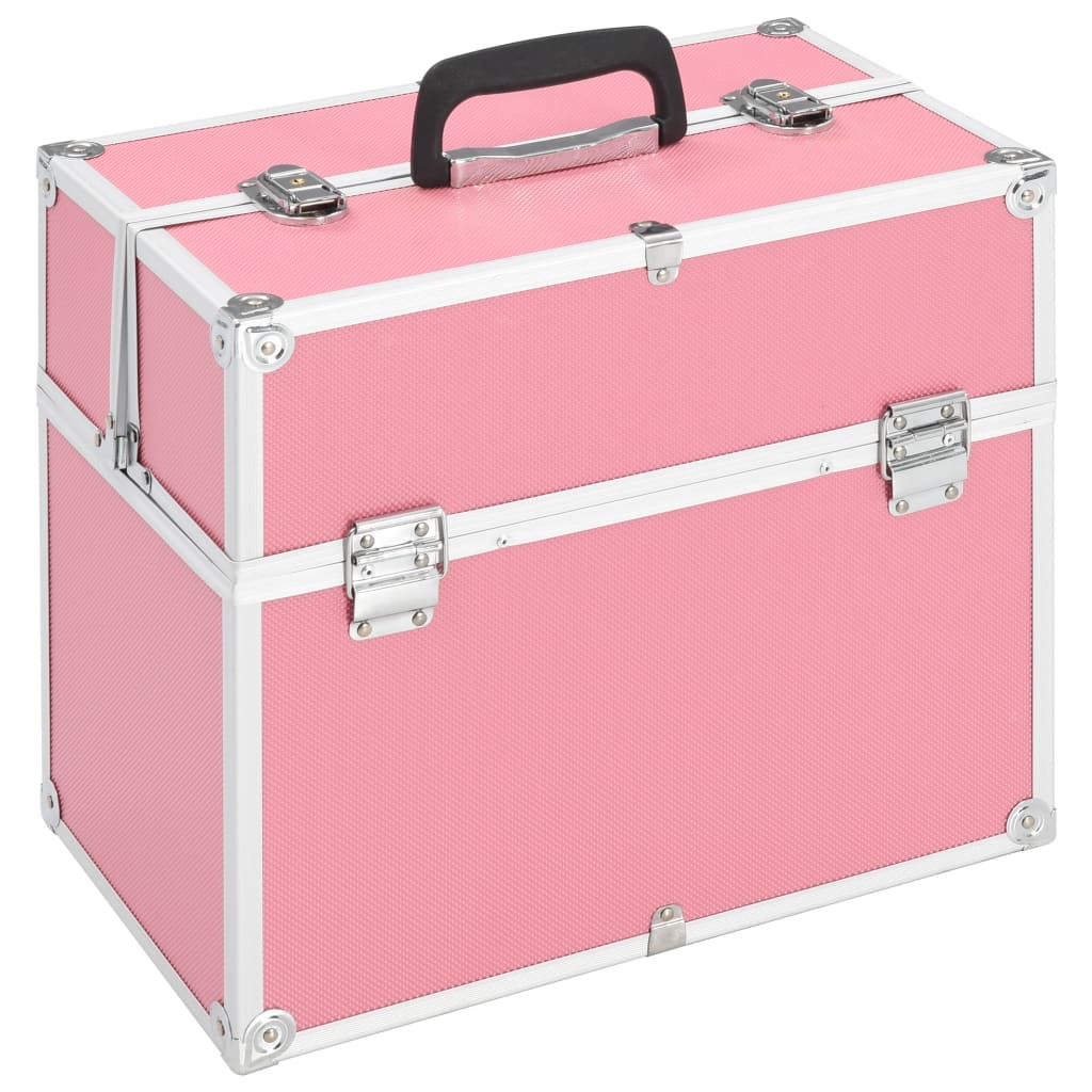Cosmetic case 37 x 24 x 35 cm pink aluminum