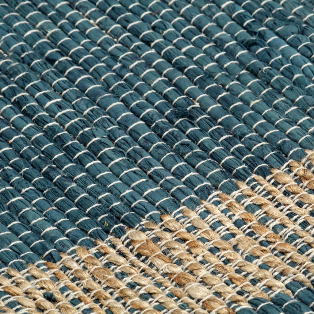 Teppich Handgefertigt Jute Blau 80x160 cm