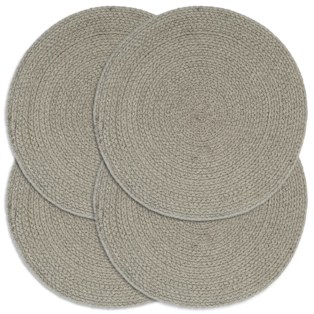 Placemats 4 pcs. Plain Gray 38 cm Round Cotton