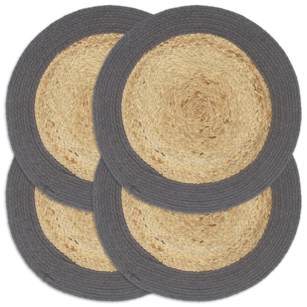 Placemats 4 pcs. Natural and anthracite 38 cm jute and cotton