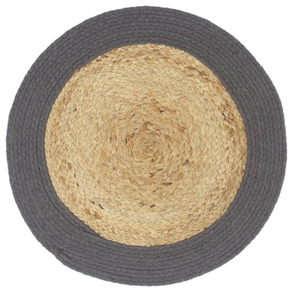 Placemats 4 pcs. Natural and anthracite 38 cm jute and cotton