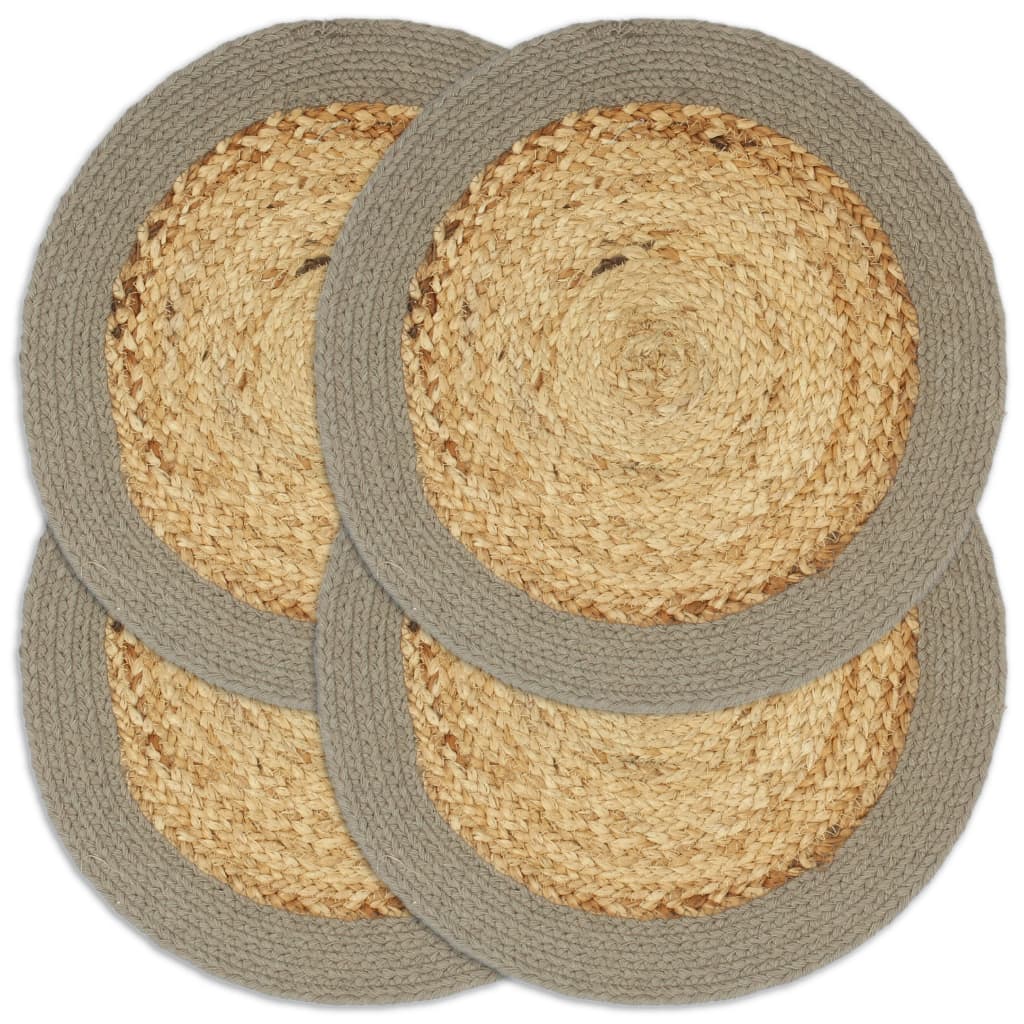 Placemats 4 pcs. Natural and gray 38 cm jute and cotton