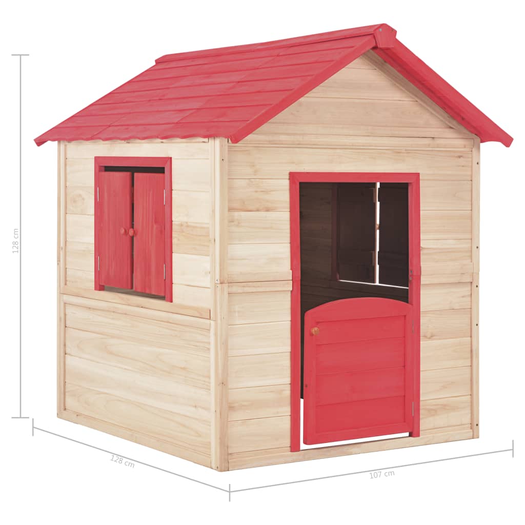 Children's playhouse fir wood red