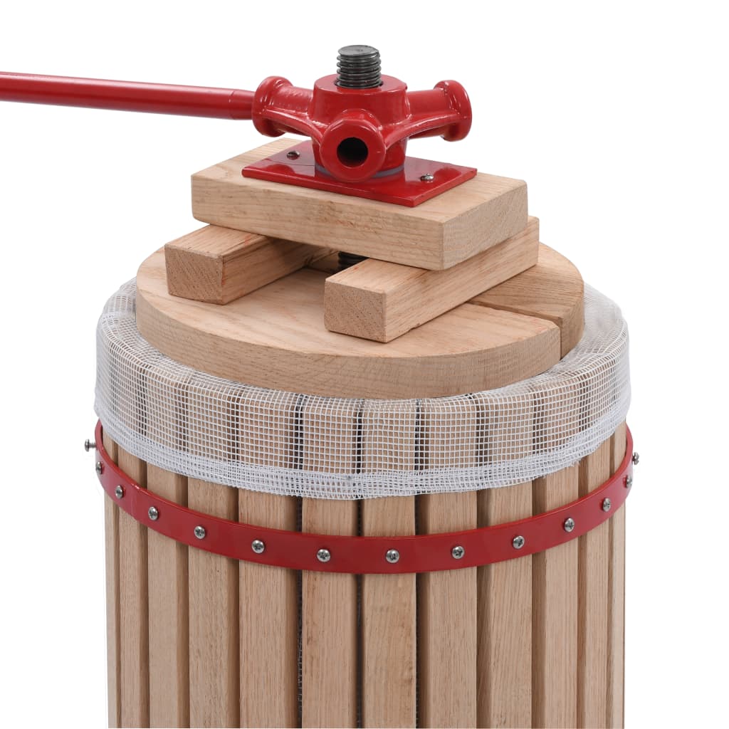 Fruit and wine press with fabric bag 24 L oak wood