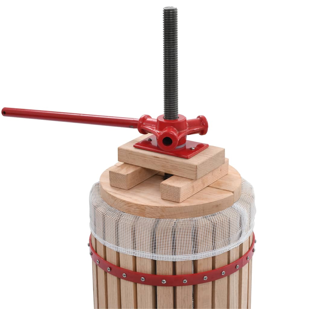 Fruit and wine press with fabric bag 30 L oak wood