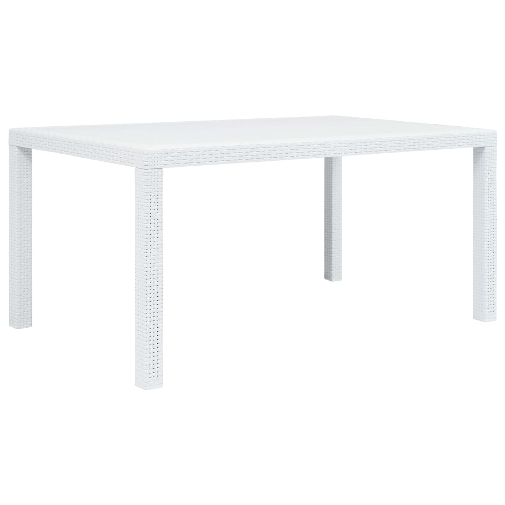 Garden table white 150 x 90 x 72 cm plastic rattan look