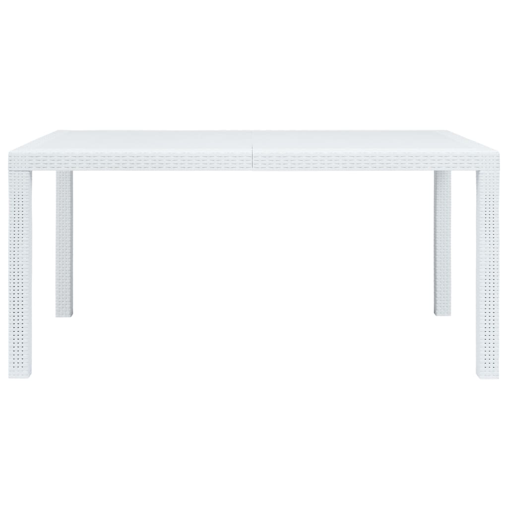 Gartentisch Weiß 150 x 90 x 72 cm Kunststoff Rattan-Optik