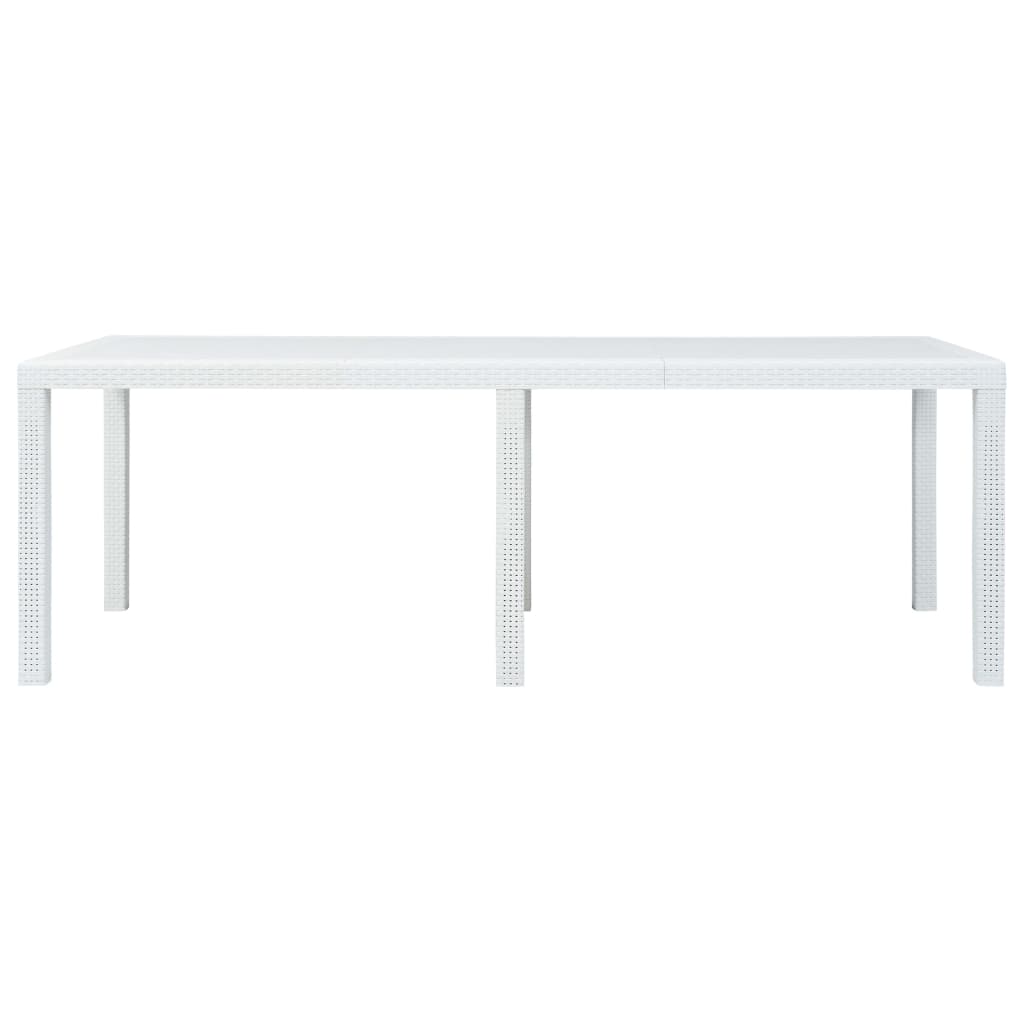 Garden table white 220 x 90 x 72 cm plastic rattan look