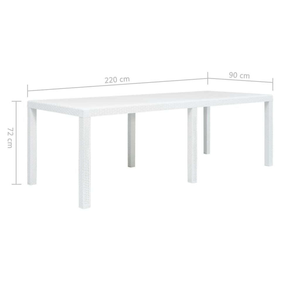 Gartentisch Weiß 220 x 90 x 72 cm Kunststoff Rattan-Optik
