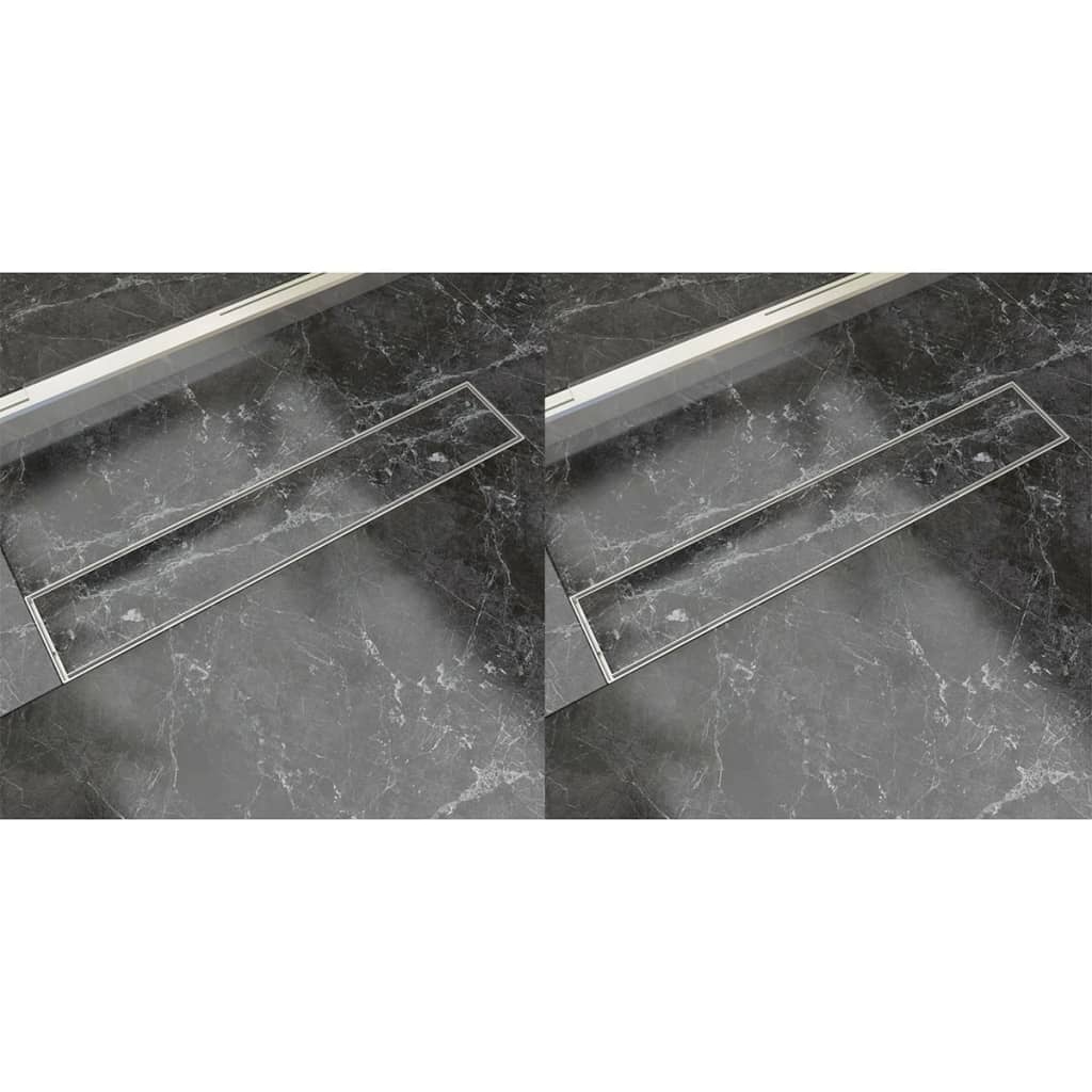 Linear shower drains 2 pieces 630 x 140 mm stainless steel