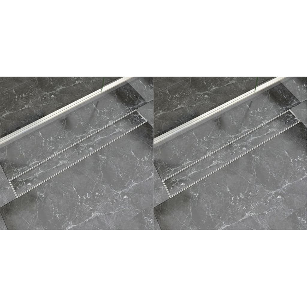 Linear shower drains 2 pieces 930 x 140 mm stainless steel