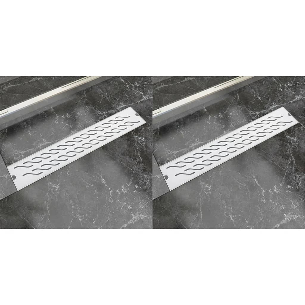 Linear shower drains 2 pcs. Waves 630 x 140 mm stainless steel