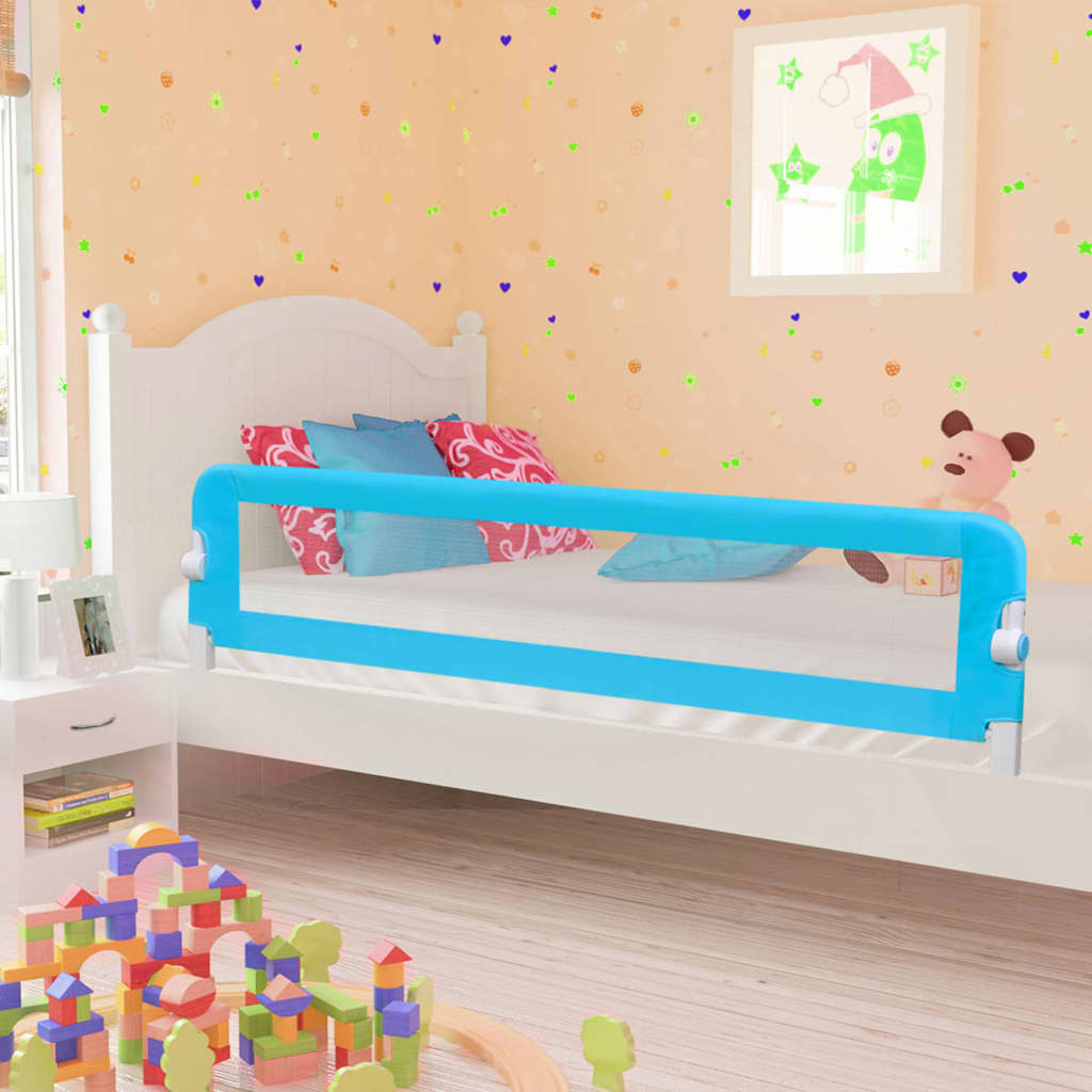 Toddler bed guard blue 180x42 cm polyester