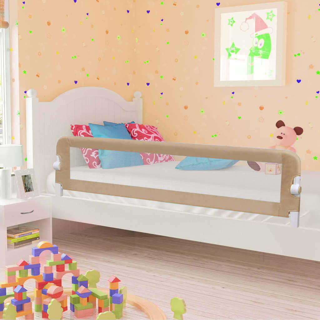 Toddler bed guard taupe 180x42 cm polyester