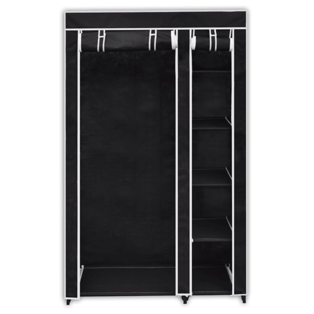 Foldable fabric cabinet black 110 x 45 x 175 cm