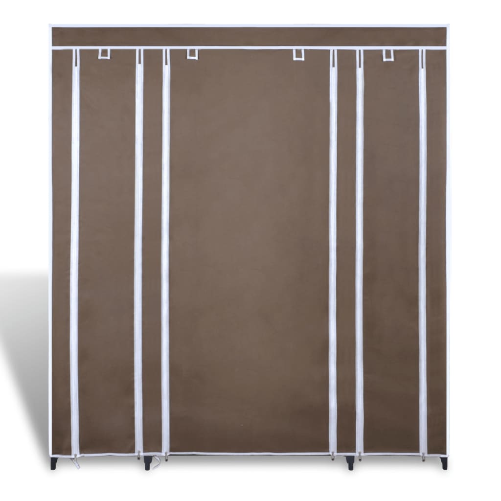 Fabric cabinet with compartments and rods 45×150×176 cm brown