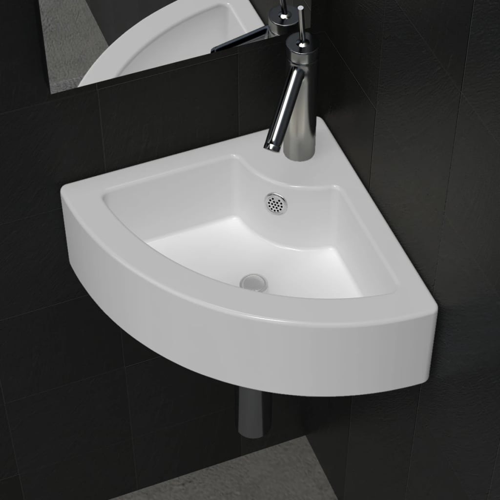 Sink with overflow 45 x 32 x 12.5 cm white