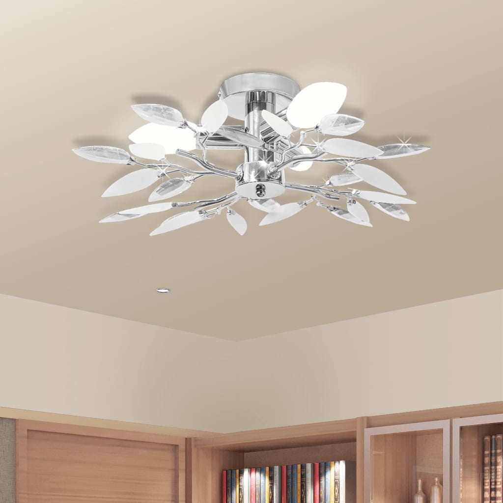 Ceiling Light White &amp; Clear Acrylic Sheets 3 × E14 Bulbs