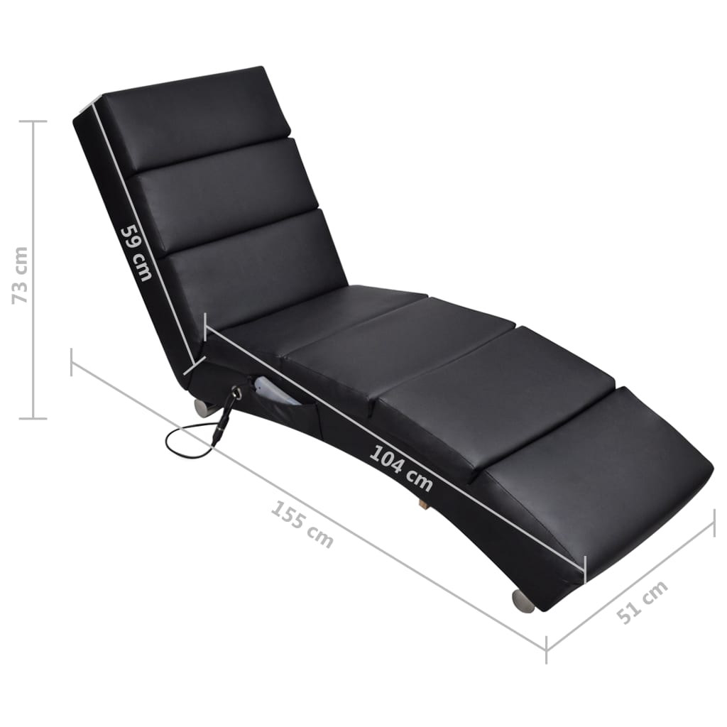 Massage chaise longue black faux leather