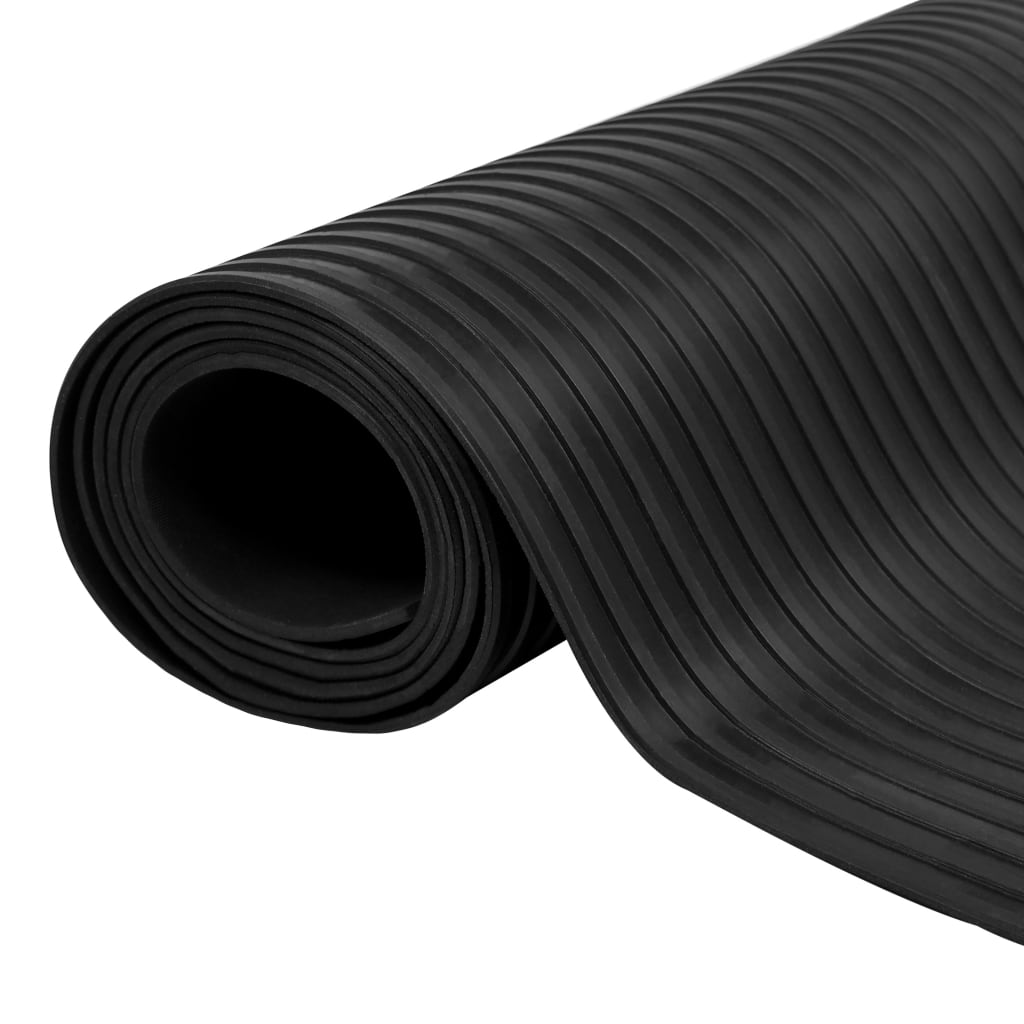 Rubber mat anti-slip 2 x 1 m wide ribbed
