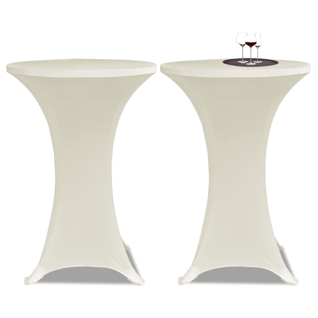 2 x table cover for bar table stretch cover Ø60 cm cream-colored