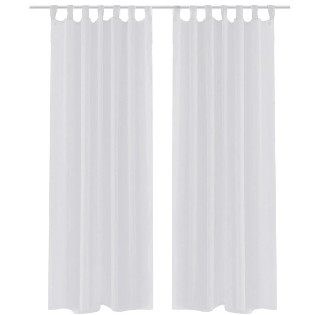 2 x transparent curtains, ready-made curtains, 140 x 175 cm, white