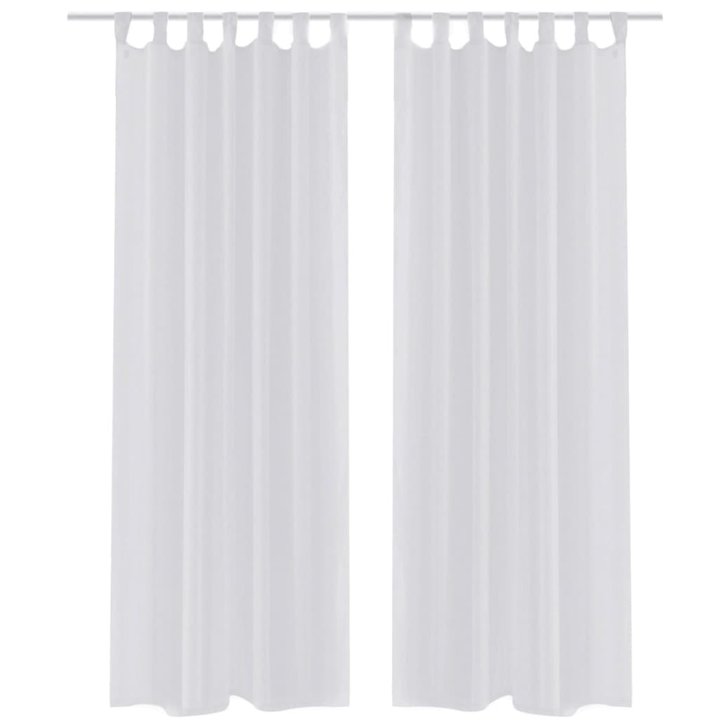 2 x transparent curtains ready-made curtain 140 x 245 cm white
