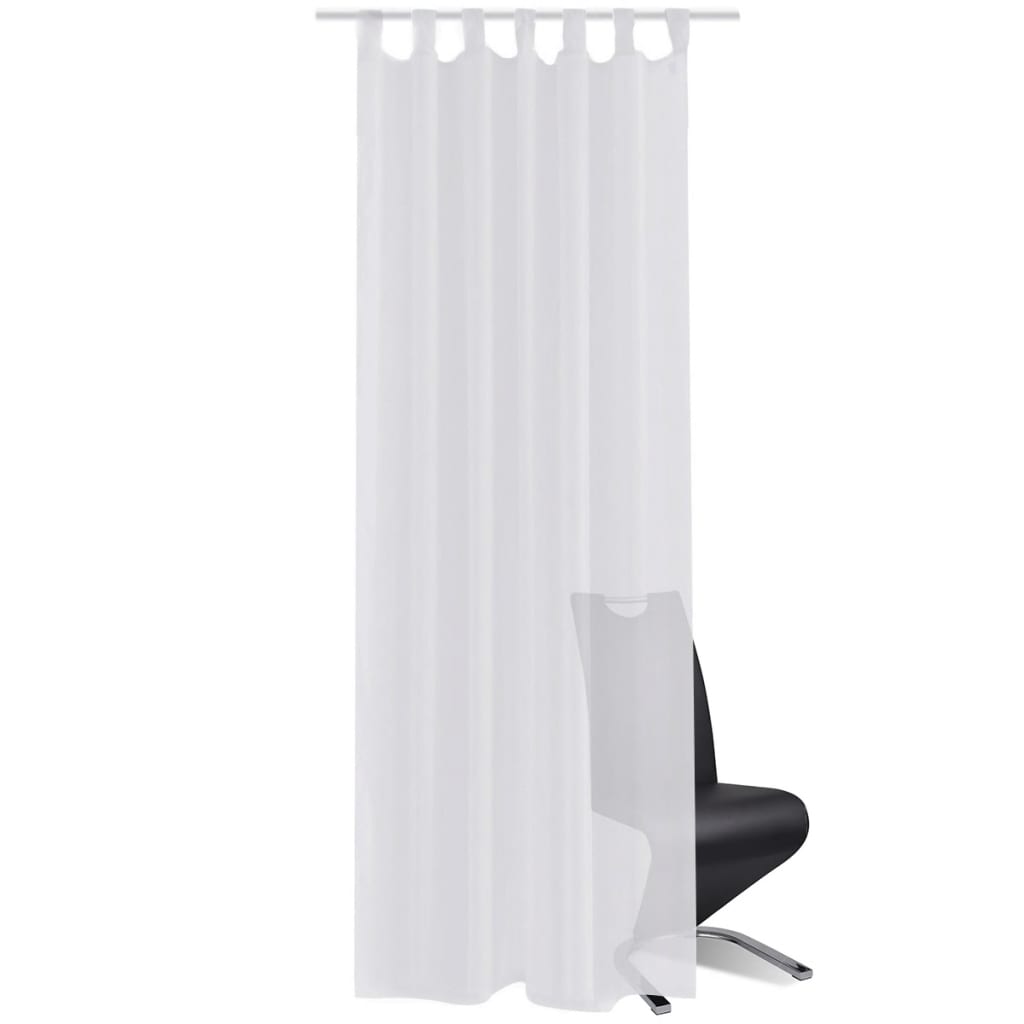 2 x transparent curtains ready-made curtain 140 x 245 cm white