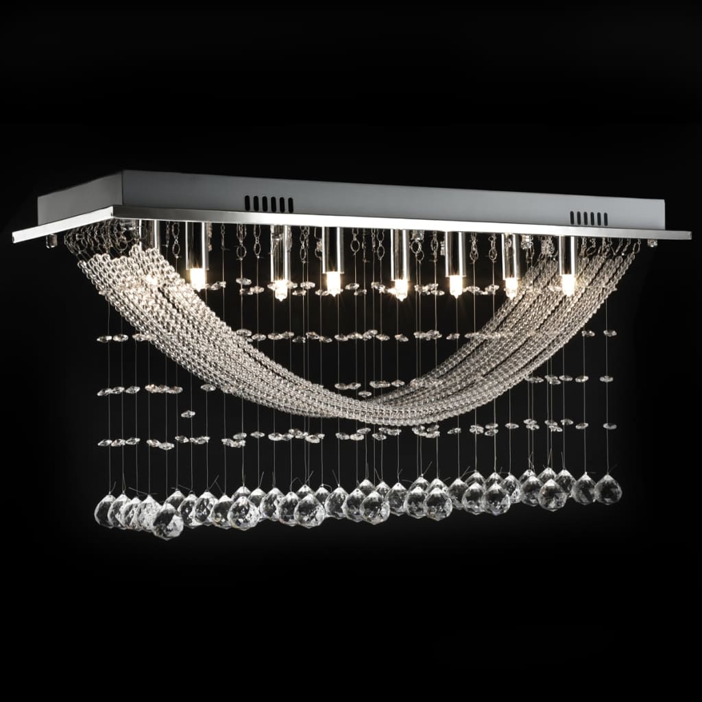 White ceiling lamp with sparkling glass beads 8 x G9 29 cm
