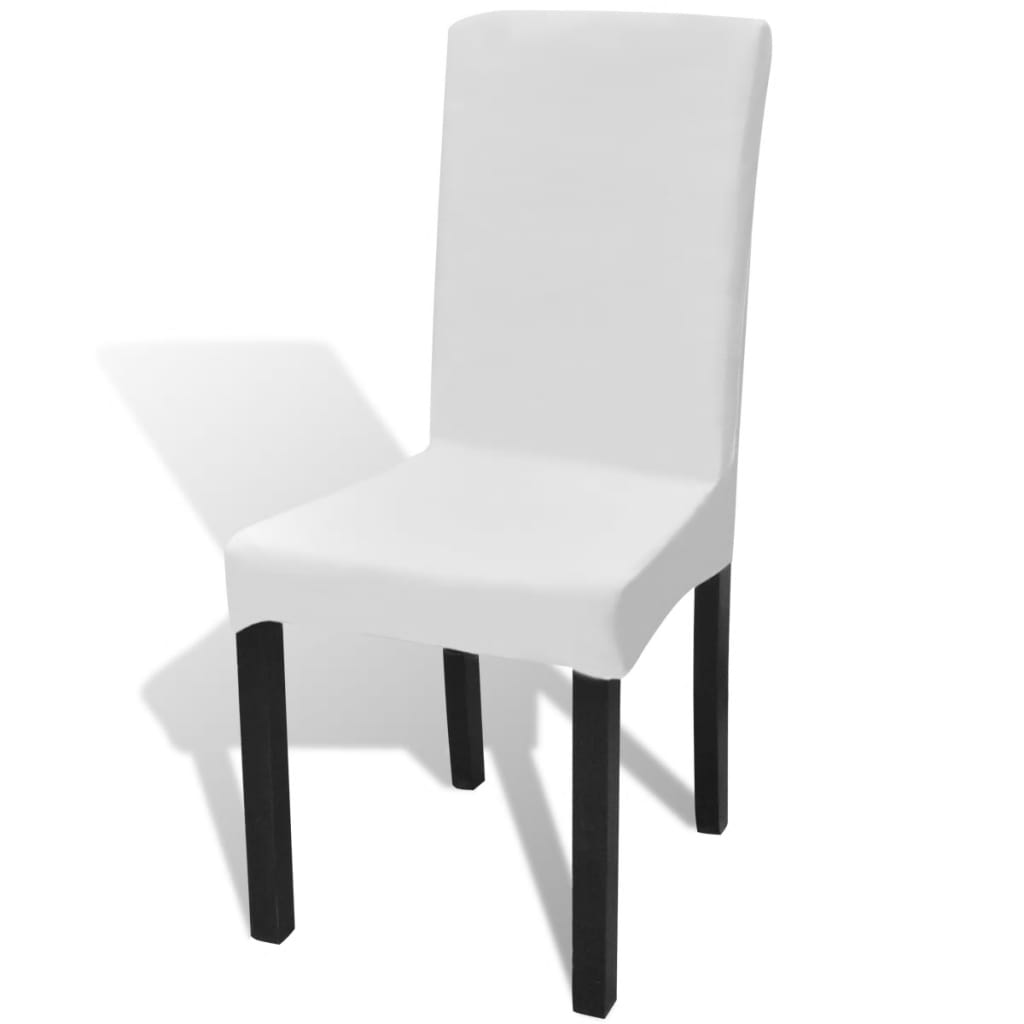 Pack of 6 white chair covers, straight stretchy