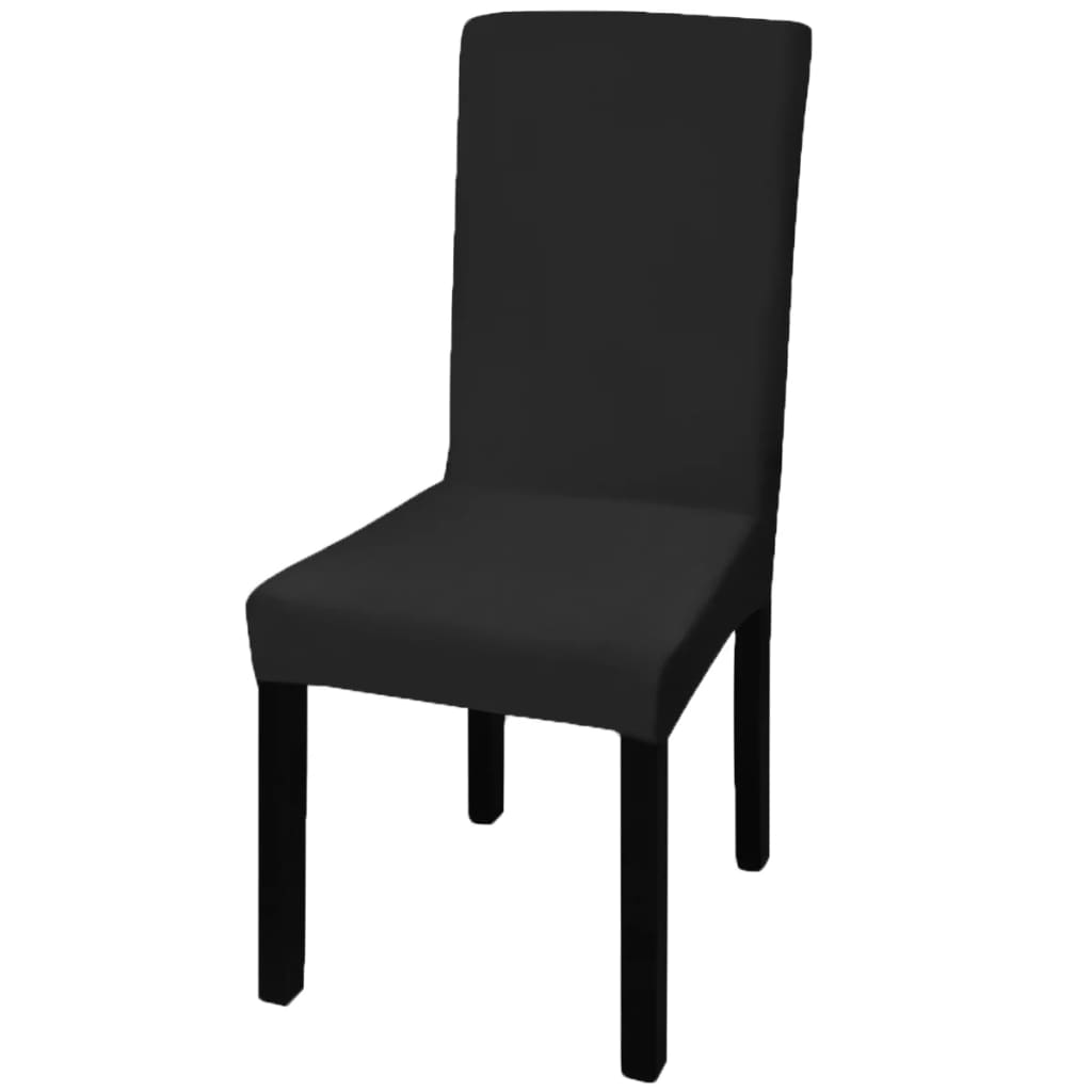 Pack of 6 Black Chair Covers Straight Stretchable