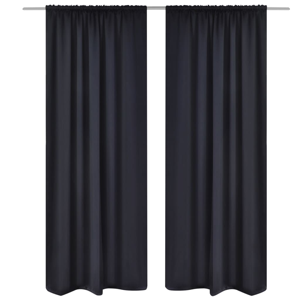 Blackout curtains with loops 135 x 245 cm black blackout