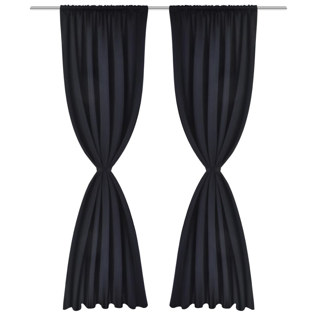 Blackout curtains with loops 135 x 245 cm black blackout