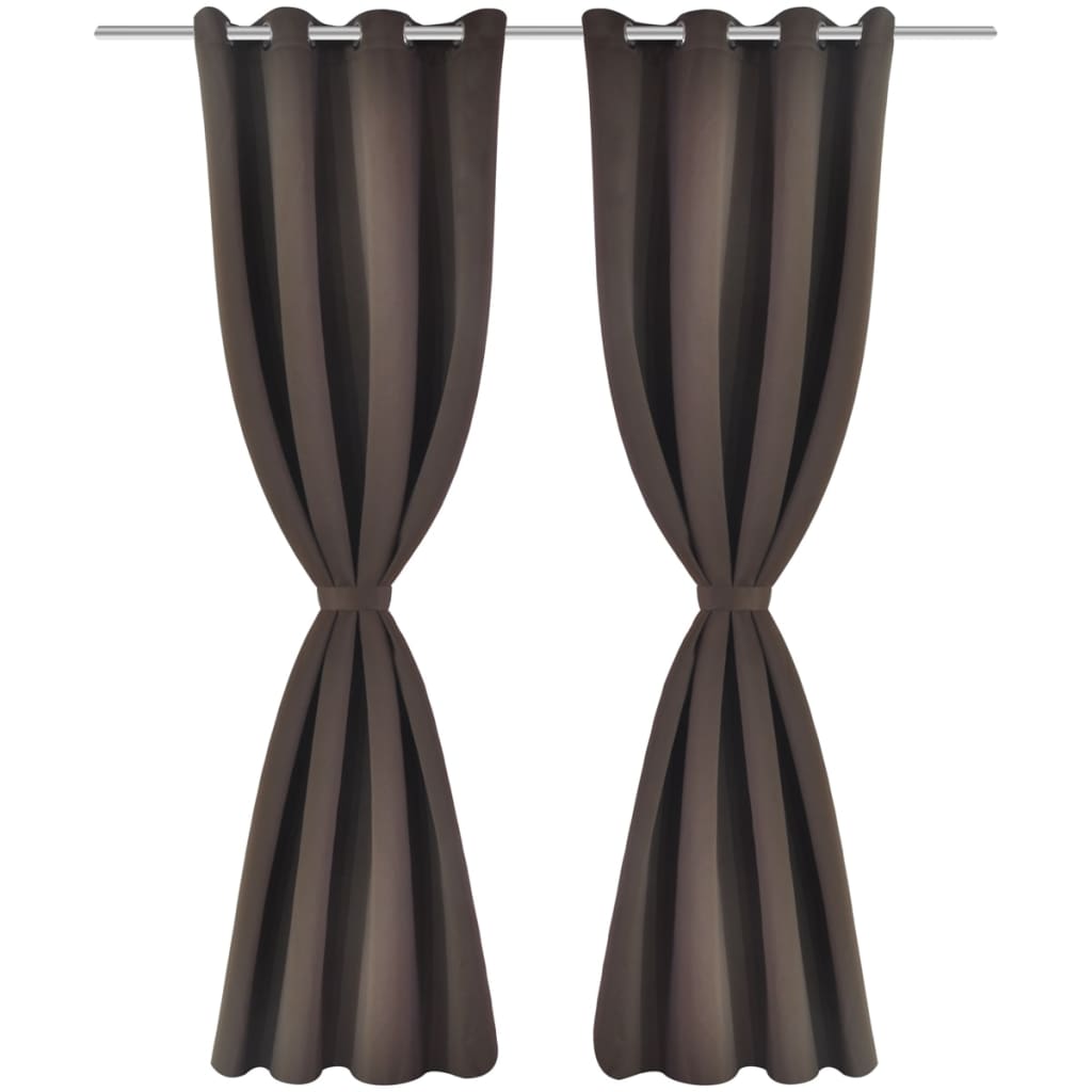 Blackout curtains with metal rings 135 x 245 cm brown blackout