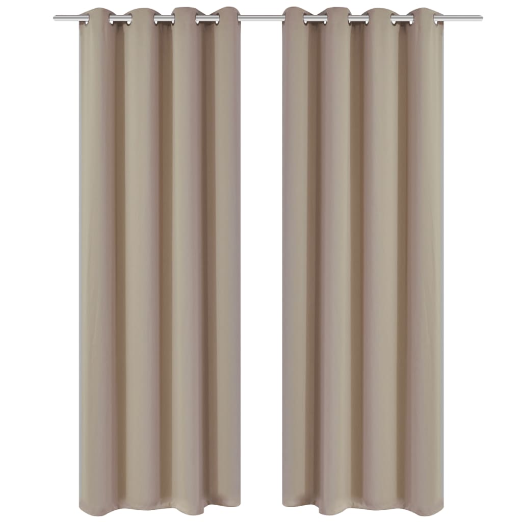 Blackout curtains with metal rings 135 x 245 cm cream blackout
