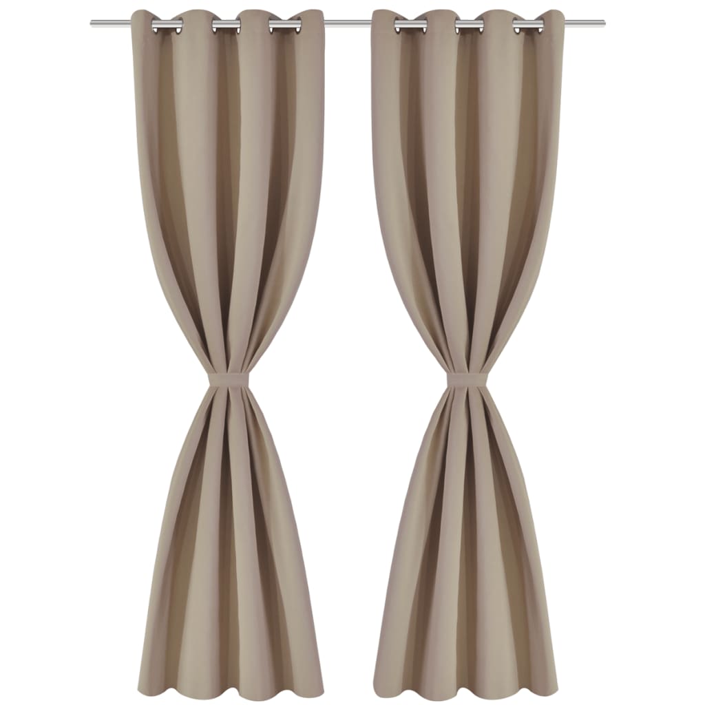 Blackout curtains with metal rings 135 x 245 cm cream blackout