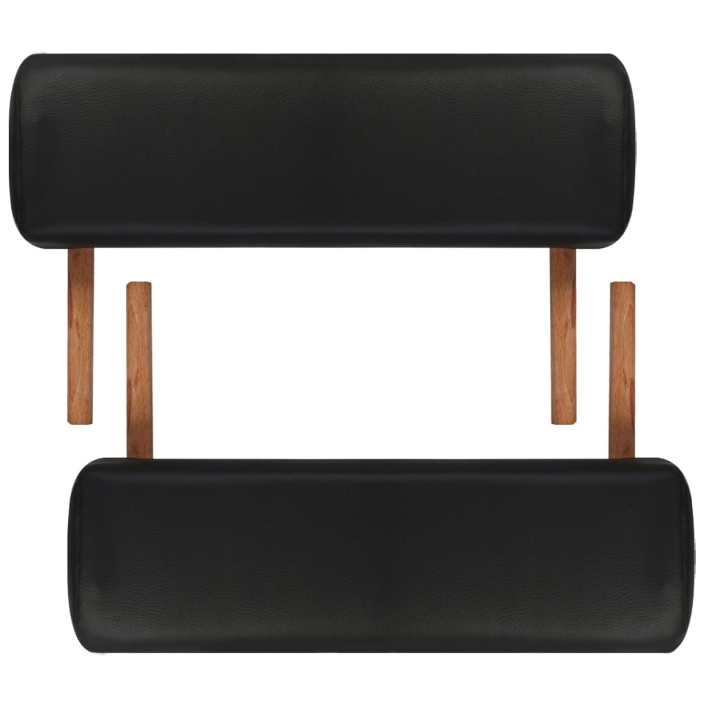 Massage table foldable 2-zone with black wooden frame