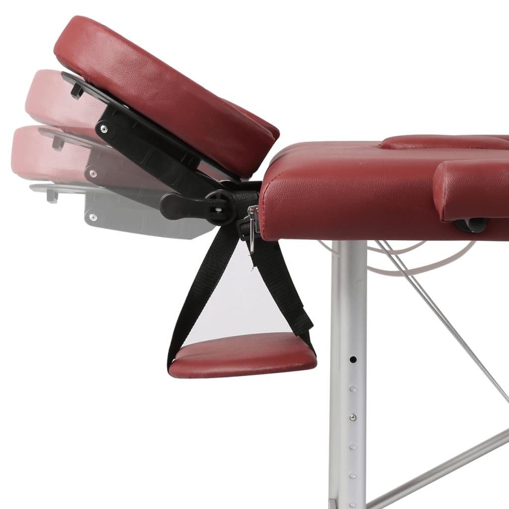 Massage table with aluminum frame foldable 2 zones red