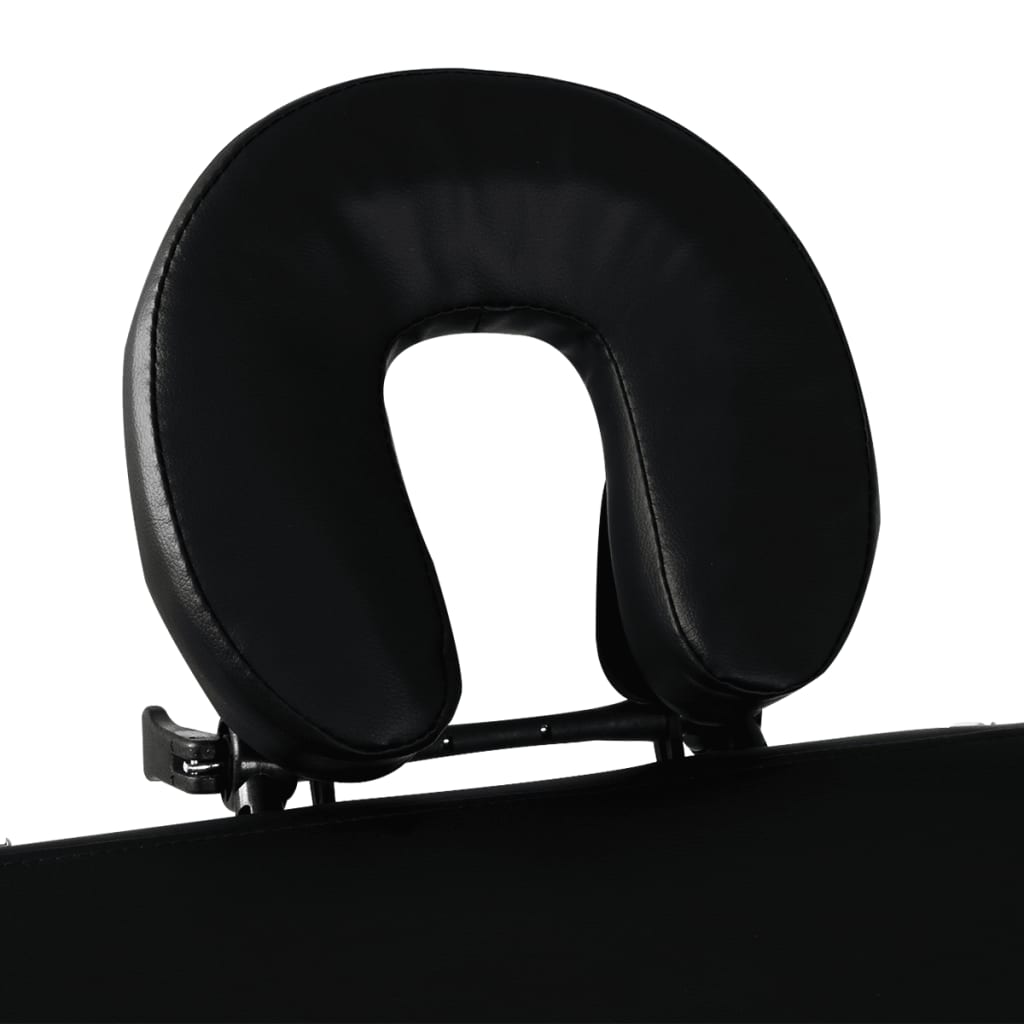 Massage table with aluminum frame foldable 2 zones black