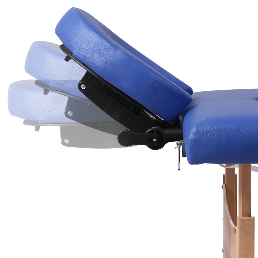Foldable massage table 4 zones with blue wooden frame