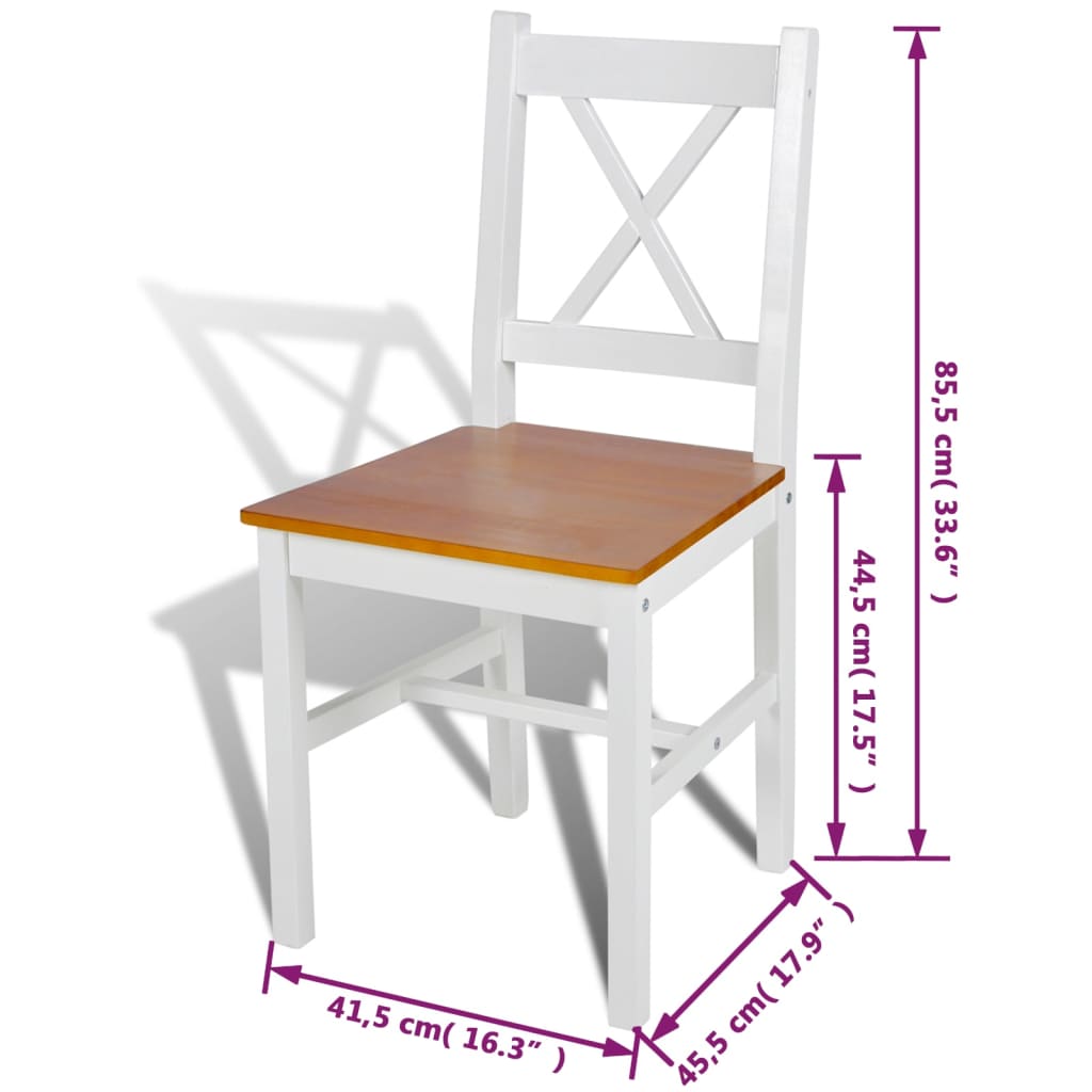 Esszimmerstühle 4 Stk. Weiß Kiefernholz