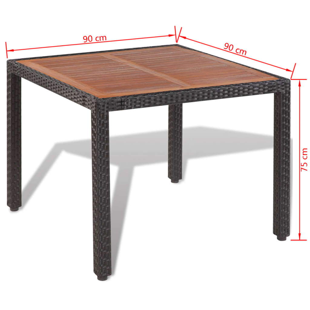 5-tlg. Garten-Essgruppe mit Auflagen Poly Rattan Schwarz