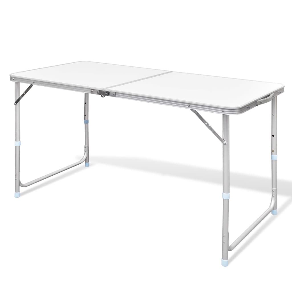 Folding camping table, height-adjustable aluminum 120 x 60 cm