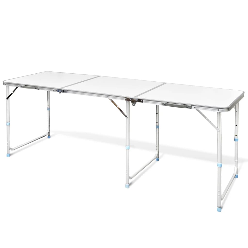Folding camping table, height-adjustable aluminum 180 x 60 cm