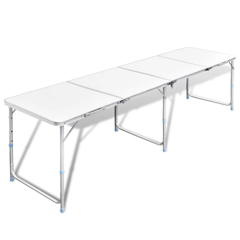 Folding camping table, height-adjustable aluminum 240 x 60 cm