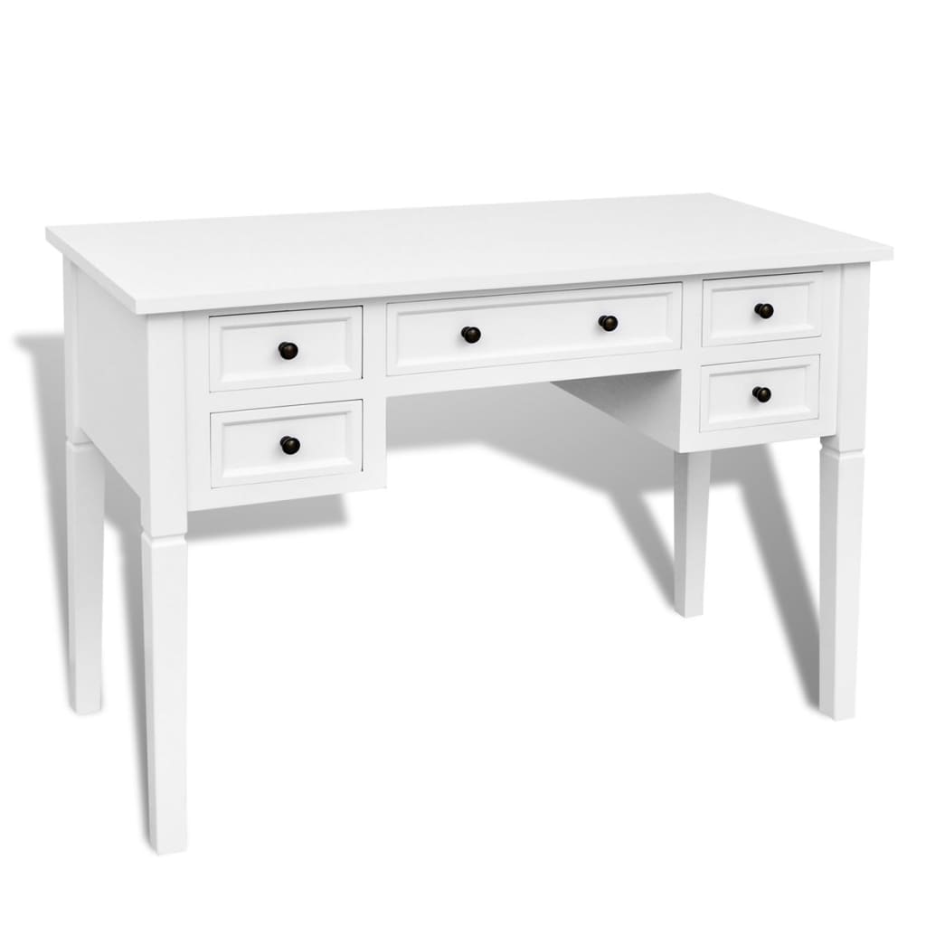 White desk with 5 drawers