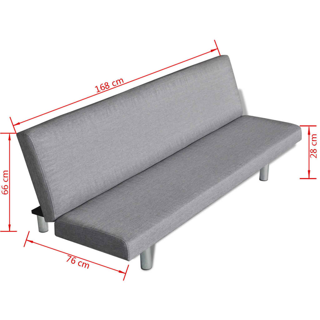 Sofa bed light gray polyester